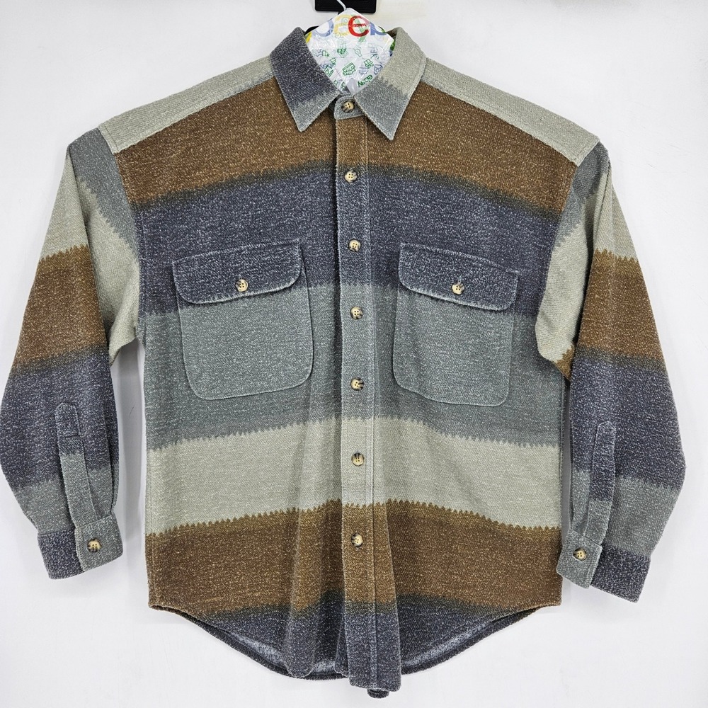 Wetlands Bugle Boy Shirt Mens Medium‎ Vintage Striped Button Up Long Sleeve